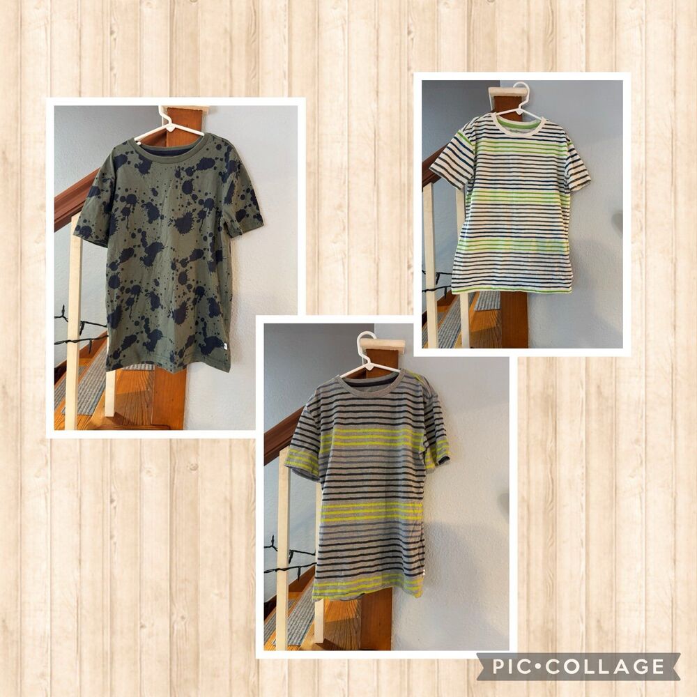 tommy bahama lot bundle striped ink splatter shirt L 10/12 boy green blue